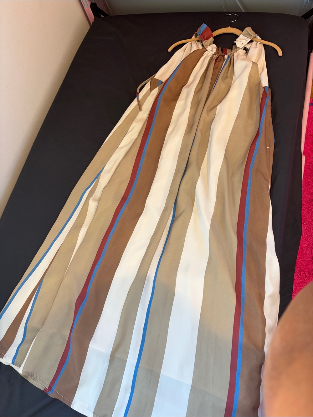 Banana Republic Multi-Stripe Halter Maxi Dress in Cream, Tan, Brown, Blue & Red